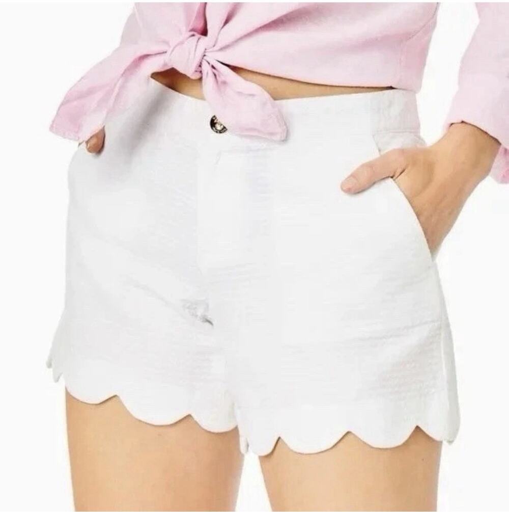 Lilly Pulitzer White Scallop Hem High Waist Shorts